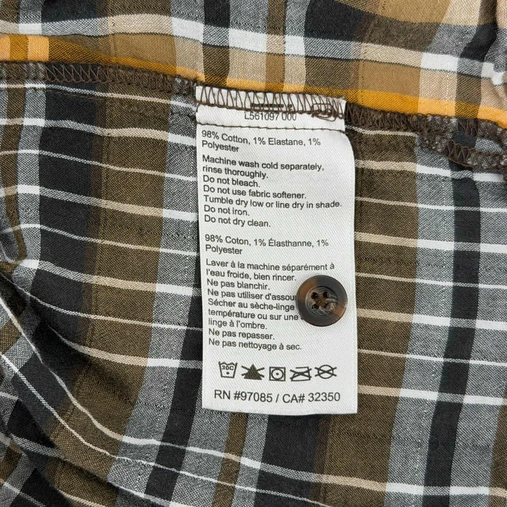 Outdoor‎ Research Plaid Shirt Mens Large Brown Yellow Short Sleeve Button Down